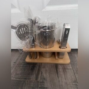 Cocktail Shaker Set Bartender Kit With Santander Bank Logo Open Box